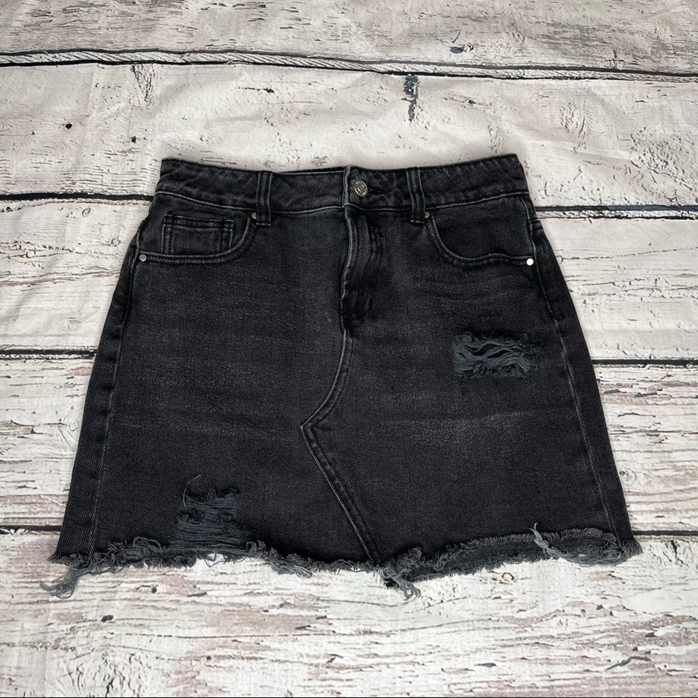 PacSun Denim Raw Hem A Line Mini Skirt Size 25 - Picture 5 of 7